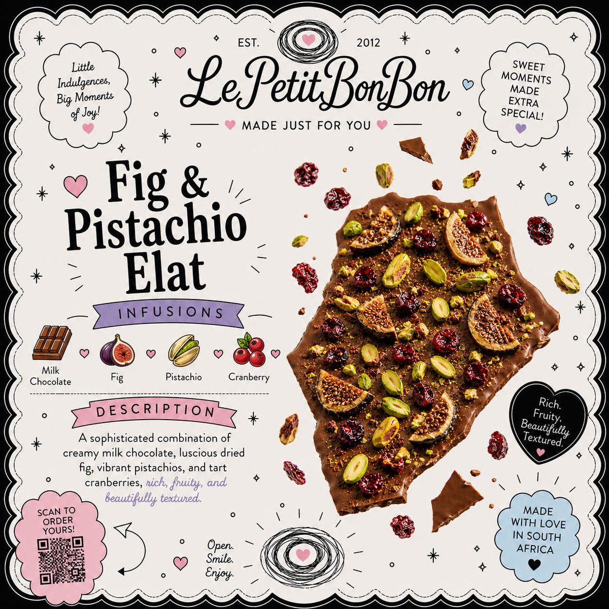 Signature Chocolate Bark - Fig & Pistachio Elat