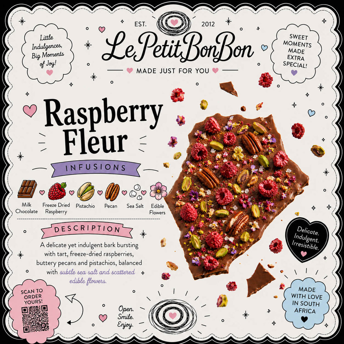 Signature Chocolate Bark - Raspberry Fleur